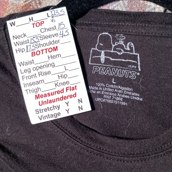 Peanuts black Large t-shirt. 30” chest “I should’ve stayed in bed”. M - Picture 4 of 4